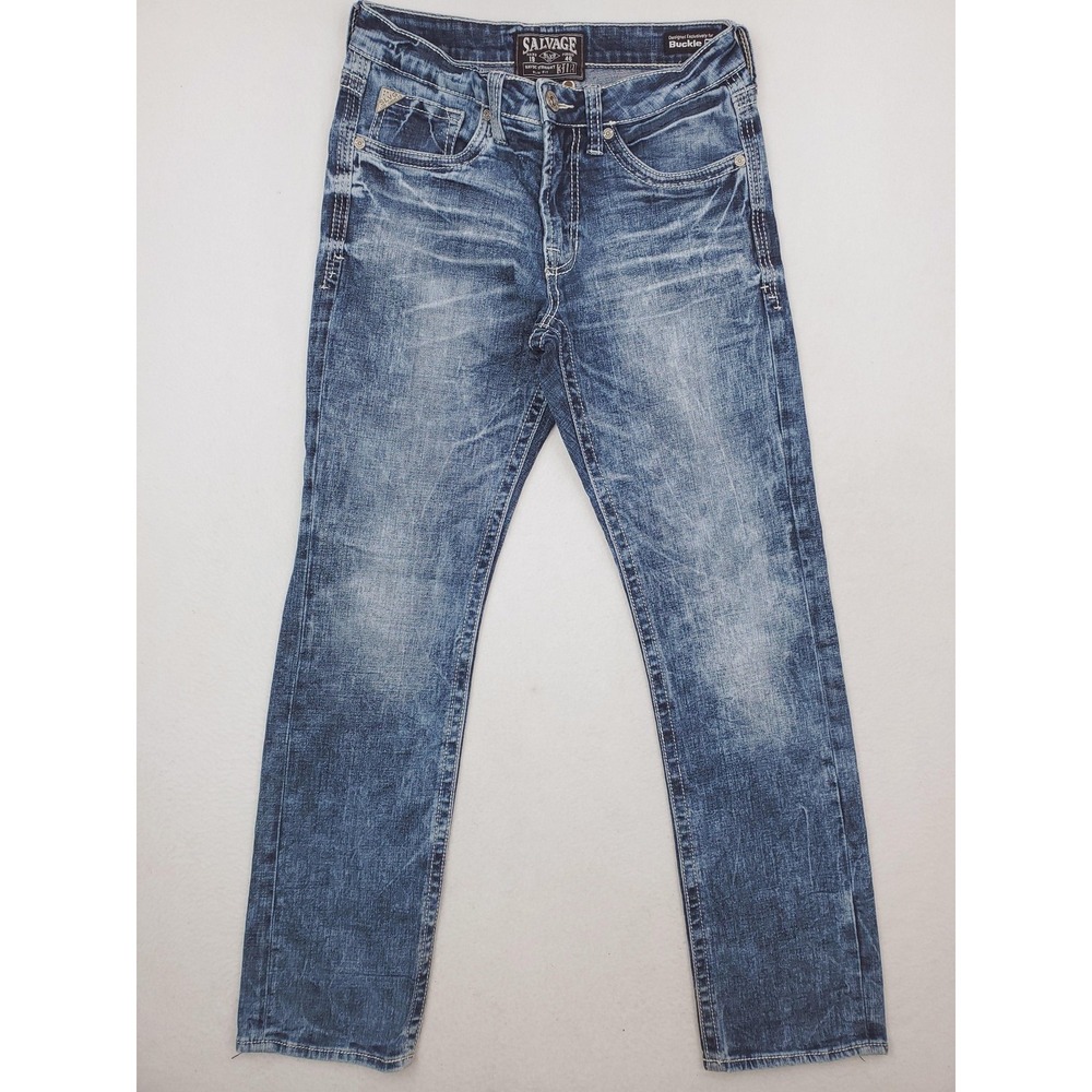 Salvage Supply Jeans Mens 31x32 Blue Havoc Straight Slim Stretch Denim Pants